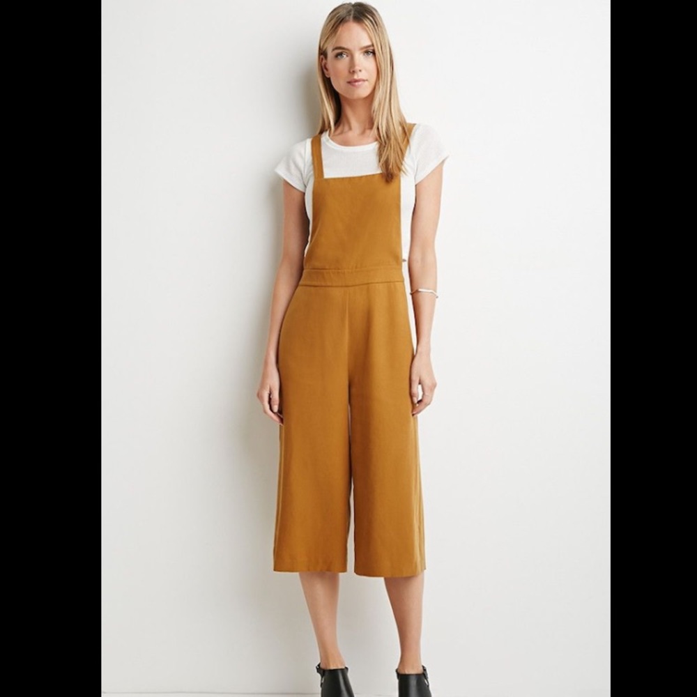 MUSTARD TEXTURED CULOTTES OVERALLS  MEDIUM